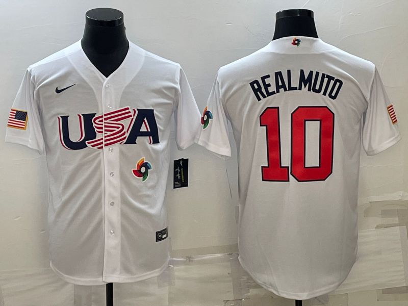 Men 2023 World Cub USA #10 Realmuto White Nike MLB Jersey23->more jerseys->MLB Jersey